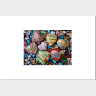 Seven Polished Heart Stones Posters and Art